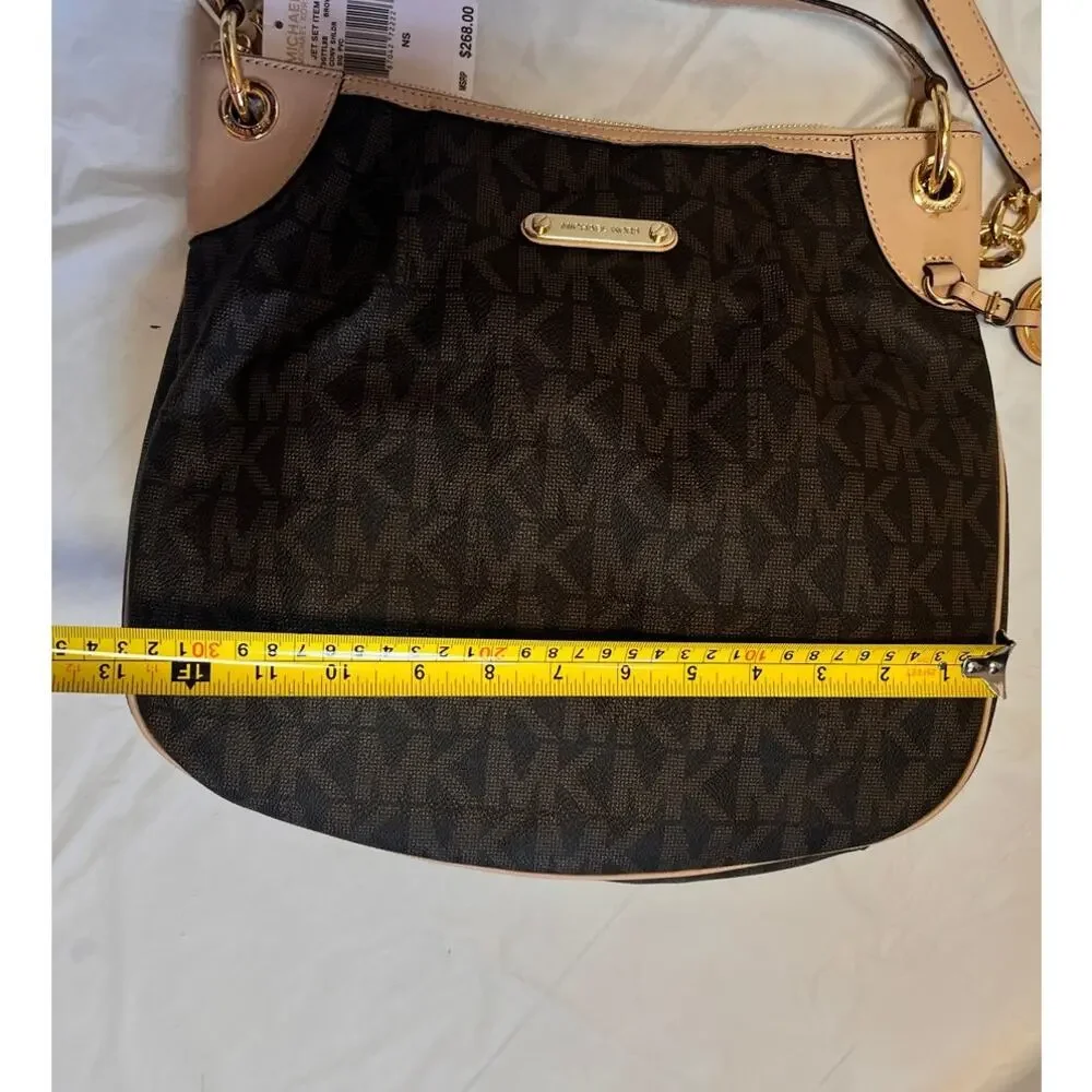 Michael Kors Jet Set  Large Brown Signature Convertible Messenger Cross-body Bag - Picture 13 of 16